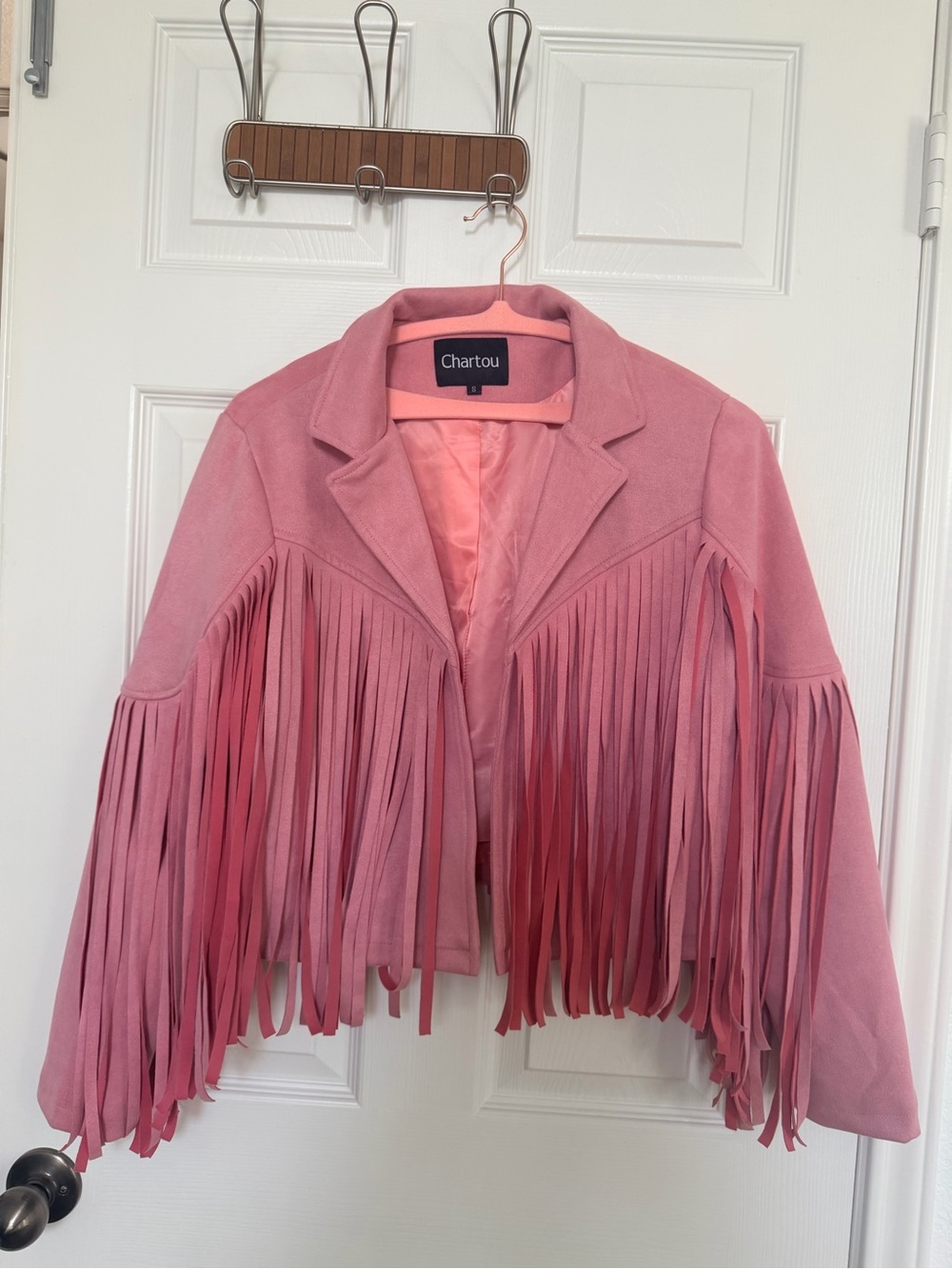 Pink Fringe Suede Jacket